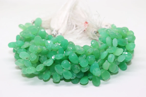 Perles de chrysoprase en forme de poire à facettes en gros 7*9-8*10mm 8 pouces pierre naturelle taillée sur le côté pour la fabrication de bijoux - Product Image 2