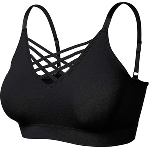 Soutien-gorge de sport noir pour femme, avec bretelles croisées, haut court, pour fitness et entraînement, vêtements de sport, personnalisation de marque, fournisseur OEM en gros - Product Image 6