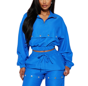 Chaqueta cortavientos impermeable para mujer, conjunto deportivo de nailon de 2 piezas, chaqueta cortavientos con cremallera, trajes personalizados para mujer - Product Image 4