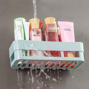 Wall Mounted Adjustable PP <b>Plastic</b> Bathroom <b>Storage</b> Rack with Suction Mount for Neatening and Modern Design - Product Image 4