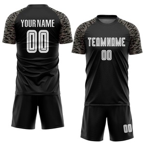 Ensemble de maillots de football personnalisés sublimés, uniforme de football à manches camouflage tigre noir, impression de nom, numéro, kit d'équipe - Product Image 1