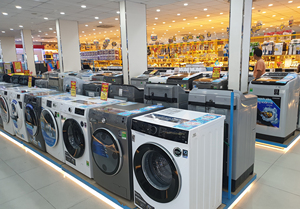 Estante de exhibición de Metal desmontable moderno de alta resistencia ADONG A06 para lavadoras, soporte para electrodomésticos de pie, sala de exposición OEM - Product Image 2