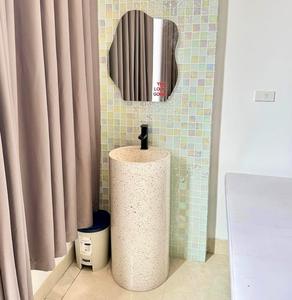 Lavabo Moderno de Concreto para Baño, Acabado Brillante, Instalación Bajo Encimera, Fácil de Instalar, Forma Cilíndrica, Capacidad 2026 - Product Image 4