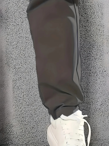 Pantalon cargo décontracté pour homme, idéal pour le travail en extérieur, couleur unie, plusieurs poches à rabat, en toile de coton mélangé mi-lourd, antistatique et respirant - Product Image 5