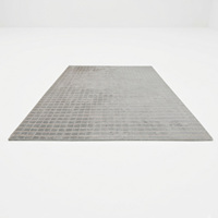 Tapis gris clair ivoire en laine à motif quadrillé, antidérapant, écologique, tufté à la main, texturé, géométrique, pour salon