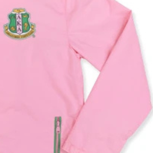 <b>White</b> Fleece Letterman <b>Jacket</b> Unisex Pink Green Chenille Embroidery Greek Letter Varsity Style Premium Cotton Zip Up - Product Image 3