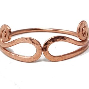 Hand-Hammered Copper Spiral Bangle Artisan <b>Wire</b>-Wrapped Design Geometric Boho Accessory - Product Image 2