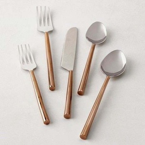 Juego de cuchara de tenedor de paja con cabezas chapadas en plata de acero inoxidable respetuoso con el medio ambiente, nuevo diseño de lujo, mango redondo chapado en oro rosa - Product Image 1