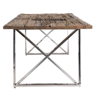 Minimalist Modern <b>Vintage</b> Retro Solid Wood Furniture <b>Table</b> Metal Base Home Use Living Room Kitchen <b>Tables</b> - Product Image 1
