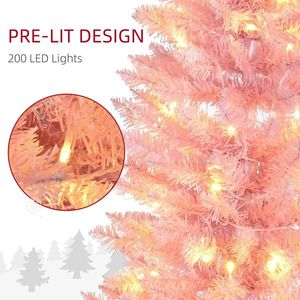 7ft Pre-Lit Slim Noble Fir Artificial Christmas <b>Tree</b> with 200 Warm White <b>LED</b> <b>Lights</b> 499 Tips Christmas Decoration - Product Image 5