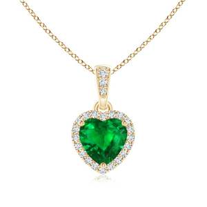 14K <b>Solid</b> <b>Gold</b> Natural Emerald Heart <b>Pendant</b> With Diamond Halo Classic Fine Jewellery Anniversary Wedding Gift - Product Image 1