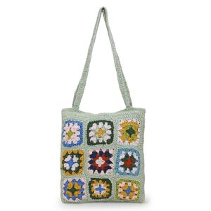 Hand-Knitted Cotton Granny <b>Square</b> Shoulder Bag for Casual Wear - Product Image 1