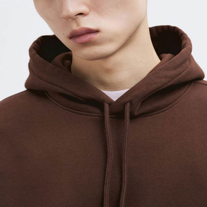 Sweat-shirt à capuche surdimensionné pour homme personnalisé, en coton molletonné marron uni, décontracté, pour l'automne - Product Image 5