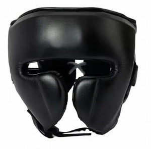 Black Leather <b>Boxing</b> Head Guard Protective Gear <b>Set</b> for Training Martial Arts <b>Sparring</b> - Product Image 3