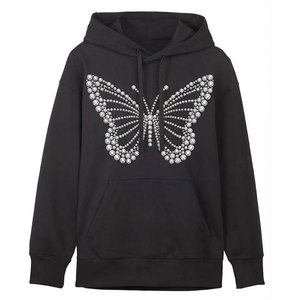 Premium Men Rhinestone Hoodies Pullovers Soft Cotton Blended Warm Fabric Perfect For Street Style And Daily Wear - Product Image 1