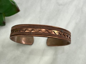 Brazalete de Cobre Moderno, Grabable, con Acabado en Dos Tonos, Tamaño Ajustable, Joyería de Moda Unisex - Product Image 4