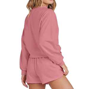 Conjunto de 2 piezas de alta calidad, nuevo, a la moda, ligero, con logo personalizado, de secado rápido y transpirable, de corte regular, sudadera con capucha para mujer, para verano. - Product Image 4