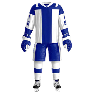 Custom Sublimated Ice Hockey Uniform Set 220GSM Polyester Breathable OEM Team Jerseys & Pants for Adult Men - Product Image 4