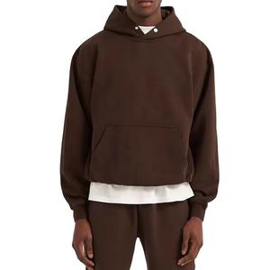 Fabricant de sweats à capuche amples en coton vierge 500 g/m² de haute qualité, à épaules tombantes, en molleton bouclette uni, coupe oversize et courte - Product Image 2