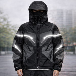 Conjuntos de Pantalones Cortos y Chaqueta Cortavientos de Nailon Personalizados para Hombre, Chaqueta con Cierre Reflectante, Traje Deportivo Cortavientos de Verano, Fabricante OEM - Product Image 4