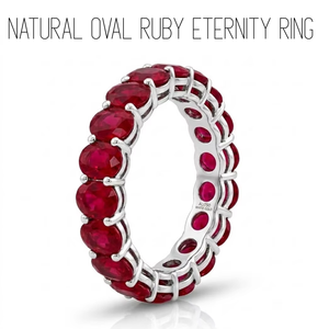 Anillo de Boda de Oro Sólido de 18K con Rubí Natural, Anillo de Eternidad Completo con Rubí Ovalado, Precio de Fábrica, Personalizable para Marcas de Comercio Electrónico - Product Image 1