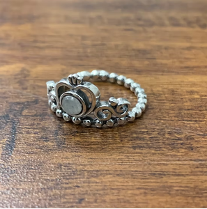 Custom Moonstone <b>925</b> <b>Silver</b> <b>Ring</b> Elegant Crown-Inspired Pattern Beaded Band Jewelry For Wedding Wear - Product Image 2