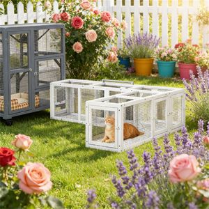 Tunnel per Gatti da Esterno Personalizzabile Bianco, Design Unico per Gabbia e Nido per Animali Domestici - Product Image 1