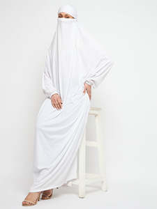 Nouvelle Abaya Blanche à Capuche 2026 pour Femme, Manches Longues, Longueur Ras du Sol, Vêtement Islamique Modeste, Coton Respirant, Tenue de Prière Moyen-Orient - Product Image 3