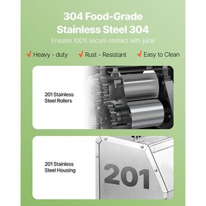 Estrattore di Succo di Canna da Zucchero Commerciale ad Alta Produzione con 3 Rulli in Acciaio Inox, Ingresso Grande da 2,4 Pollici, Grande Capacità - Product Image 4