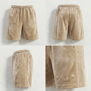 กางเกงขาสั้นผู้ชายแฟชั่นกำมะหยี่สไตล์สตรีทแวร์ ประดับโลโก้คริสตัล รุ่นซัมเมอร์ มัลซ่า ทรงปกติ รุ่นอีลิท - Product Image 6