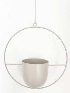 Pot de fleurs suspendu minimaliste moderne avec cadre métallique circulaire pour plantes vertes - Product Image 3
