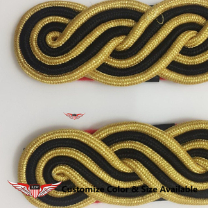 KEW <b>Braided</b> Epaulettes Black Gold Luxury Mylar Silk Thread Nylon Shoulder Board <b>Accessory</b> - Product Image 2