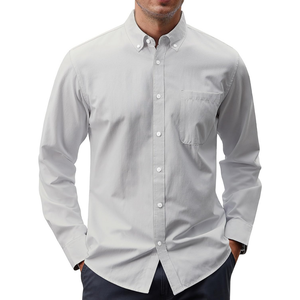 Camisa de Vestir para Hombre, Color Gris Jaspeado, Lisa, Manga Larga, Algodón Fino, Corte Regular, Alta Calidad, Venta al Por Mayor - Product Image 1