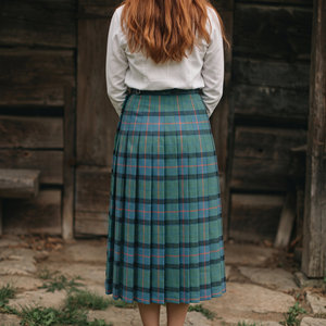 <b>Women's</b> Vintage Plaid Midi <b>Skirt</b> Natural Waist Straight Fit With Side Slit Kilt - Product Image 6