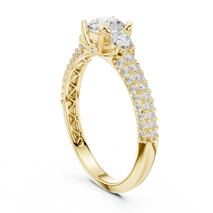 Anillo de Diamante Cultivado en Laboratorio con Corte Redondo, Oro de 14K/18K, Anillo Solitario de Tres Piedras, 1.20Ct DEF VVS, Anillo de Boda con Doble Hilera de Pavé, OEM ODM - Product Image 4