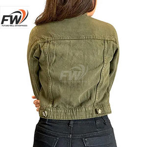 Veste en jean personnalisée avec clous et pierres, effet vieilli, style chemise, pour femme, avec décorations - Product Image 3