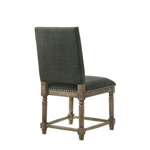 Ensemble de 2 chaises de salle à manger en tissu gris Everton avec garniture élégante à clous apparents, 19 pouces - Product Image 3