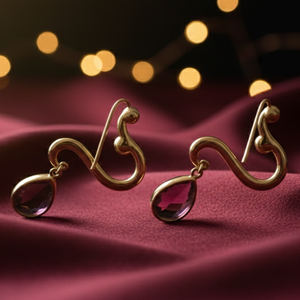 Boucles d'oreilles pendantes élégantes en argent sterling 925 plaqué or 18 carats avec améthyste bleue et zircon cubique, bijoux faits à la main - Product Image 5