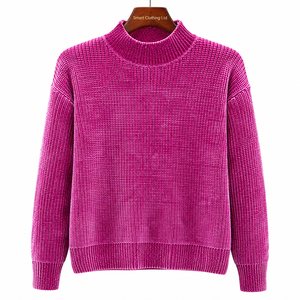Pull en maille côtelée à col roulé décontracté pour femme, coupe oversize, manches longues, avec logo frontal, style streetwear pour l'automne - Product Image 2