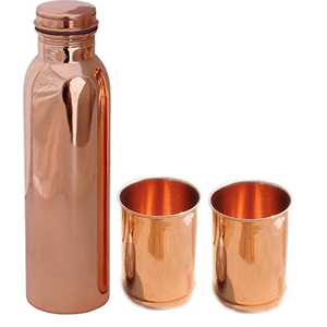 100% Pure <b>Copper</b> <b>Water</b> <b>Bottle</b> With 2 Tumbler Glasses Ayurvedic Health Benefits For Digestion & Immunity Leak-Proof Eco-Friendly - Product Image 3