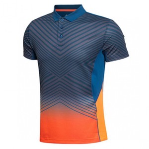 T-shirt de badminton pour homme, bleu, manches courtes, col rond, anti-transpiration, coupe classique, toutes saisons, polyester, couleur unie, haut de sport - Product Image 4