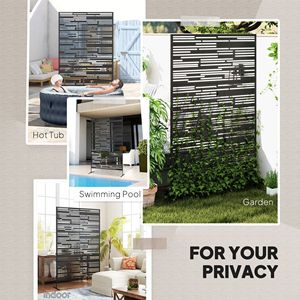 Schermo Divisorio Decorativo in Metallo Nero da Interno/Esterno, 198 cm (H) x 122 cm (L), per Balcone e Separazione Ambienti - Product Image 6