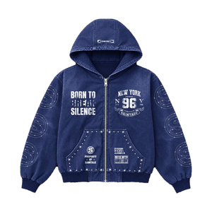 เสื้อแจ็คเก็ตยีนส์แบบมีซิปเต็มตัวสไตล์วินเทจสำหรับทุกเพศ  เสื้อแจ็คเก็ตยีนส์ผู้ชายแบบทำสีซีด  เสื้อแจ็คเก็ตยีนส์พิมพ์ลายตามสั่ง  รับผลิตแบบ OEM - Product Image 4