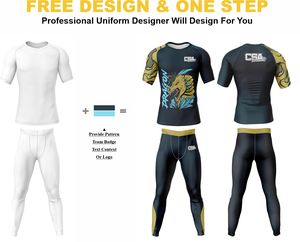 Vêtements de sport MMA très demandés, rashguard et shorts BJJ, tissu Spandex personnalisé, impression par sublimation, vêtements de compression pour hommes - Product Image 2