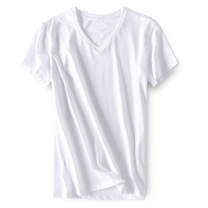 T-shirts décontractés pour hommes à col en V, vêtements d'été, t-shirts à col en V pour tous les jours, t-shirts en coton doux pour hommes, t-shirts unis à col en V pour l'été - Product Image 2