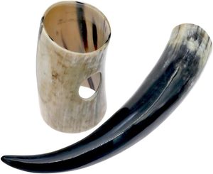 Vase à boire en corne naturelle, fait main, corne à bière viking - Product Image 1