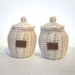 Juguete de mimbre tejido para galletas, accesorio de cocina de juguete de ratán natural, tarro de galletas de juguete para juego de rol infantil - Product Image 4