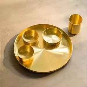 Ensemble de thali en laiton fait main, vaisselle traditionnelle indienne, assiette, bol, cuillère, vaisselle de table, vente en gros pour restaurant, hôtel, maison - Product Image 6