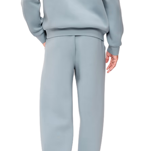 Men's Light Blue Fleece Sweatpants Wide Leg Relaxed Fit Casual <b>Trousers</b> <b>Elastic</b> <b>Waist</b> Custom Logo Streetwear Pants OEM - Product Image 2