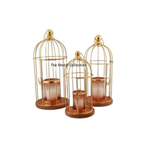 Moderne Fer Bougeoir Creative ensemble de 3 Pour La Décoration Intérieure Or Couleur Moderne Conception De Fer Bougeoir cage conception décor à la maison - Product Image 1